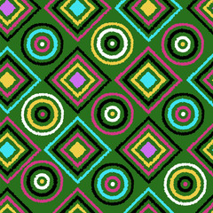 ethnic pattern with colored geometric shapes. seamless pattern