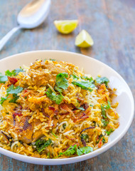 Mutton Biryani Served on A White Bowl
