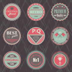 Set of vintage design labels and badges. Retro design. Pastel colors