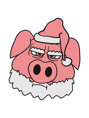 kopf gesicht weihnachten winter nikolaus santa claus geschenke weihnachtsmann stock alt opa großvater groß dick fett schwein eber ferkel comic cartoon lachen clipart