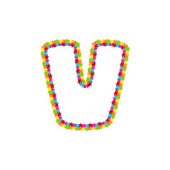 V Puzzle Letter Logo Icon Design