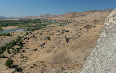 Fototapeta na wymiar desert landscape in Georgia with river