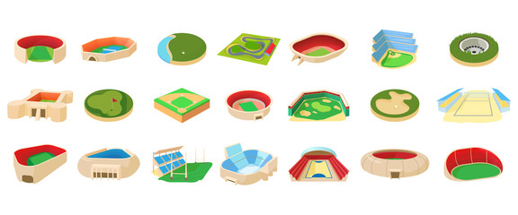 Fototapeta premium Sport arena icon set, cartoon style