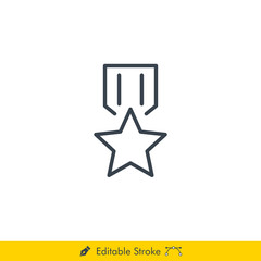 Star Badge Icon / Vector - In Line / Stroke Design