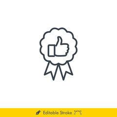 Thumb Badge Icon / Vector - In Line / Stroke Design
