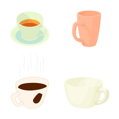 Cup icon set, cartoon style