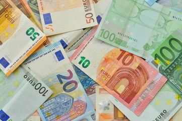 Fototapeta na wymiar Pile of paper euro banknotes. Euro money banknote, business and finance concept