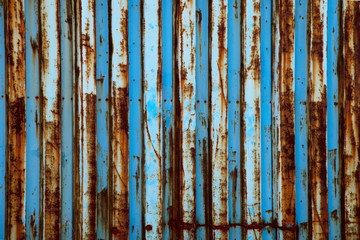 A blue rusty iron wall