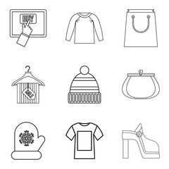 Acquisition icons set, outline style