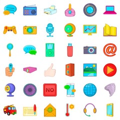 Information message icons set, cartoon style