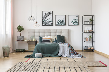 Asymmetrical carpet in bedroom