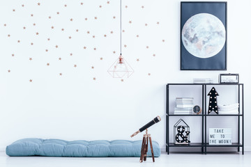 Bedroom with star wallpaper