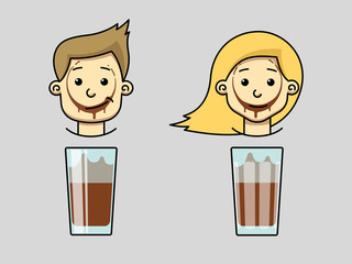 glass cocoa in front of boy and girl
