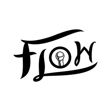 flow typography with microphone logo
