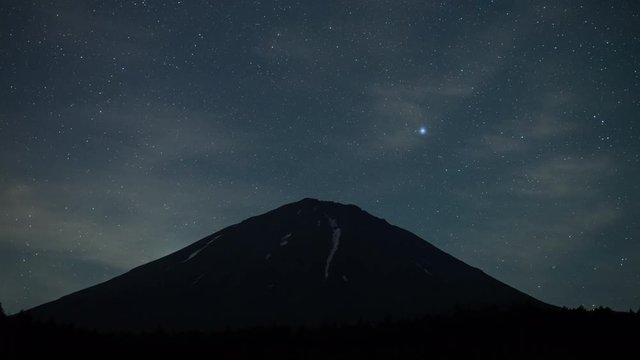Stars Rising over Mt. Fuji at Night