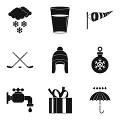 Freezing icons set, simple style