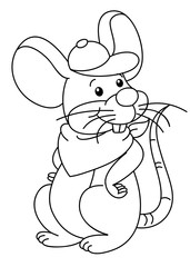Coloring book with mouse, vector - obrazy, fototapety, plakaty