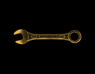 Wrench. Isolated on black background. Vector illustration.
