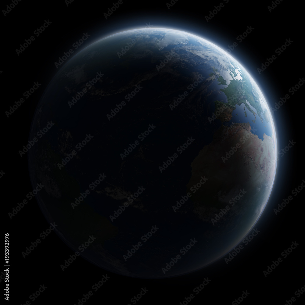 Poster View of blue planet Earth in space 3D rendering elements of this image furnished by NASA