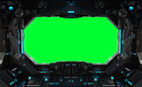 Spaceship grunge interior window isolated