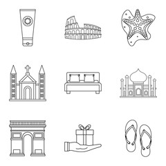 Ratio icons set, outline style