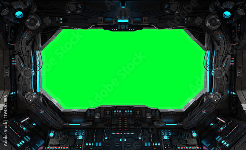 Spaceship grunge interior window isolated