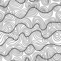 Seamless curve background. Drawing doodle style vector.