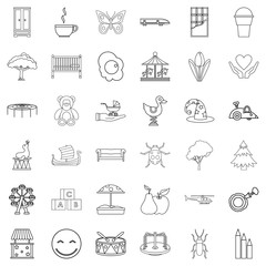 Nursemaid icons set, outline style