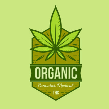 medical cannabis retro logo, label template vector