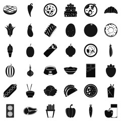 Food value icons set, simple style