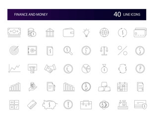 Line icons set. FInance and Money pack. Vector illustration