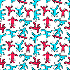 Seamless pattern with dancing figures