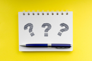 Question mark on note page