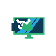 Puzzle Tv Logo Icon Design