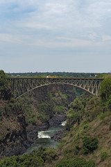 big bridge at the victoria falls between zambia and zimbabwe