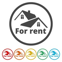 For Rent Sign, Vector icon, 6 Colors Included