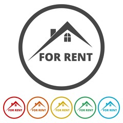 For Rent Sign, Vector icon, 6 Colors Included