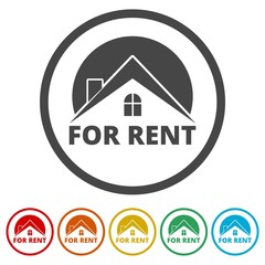 For Rent Sign, Vector icon, 6 Colors Included