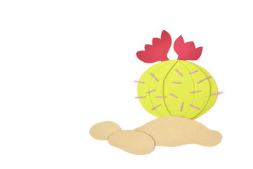 Cactus paper cut on white background - isolated