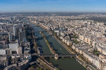 Fototapeta na wymiar Beautiful panoramic view of Paris from the Eiffel Tower