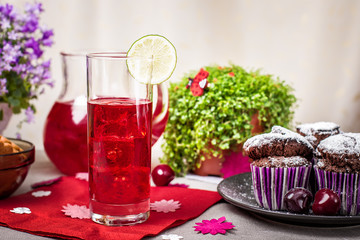 Chocolate muffins and lemonade