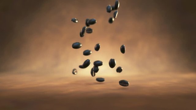 Coffee beans falling