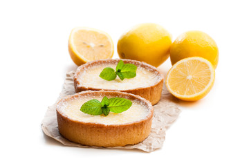 Naklejka na ściany i meble Mini lemon tarts isolated on white