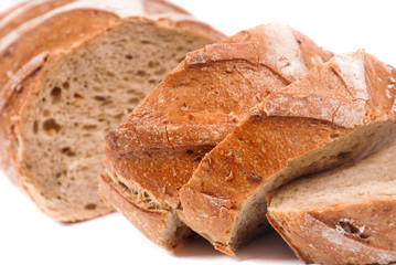 brown bread on a white background