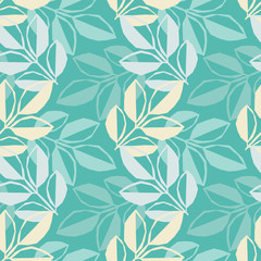 Seamless background with decorative leaves. Pattern with plants. Textile rapport.