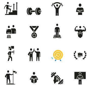 Vector set of icons related to career progress, business people training and professional consulting service -part 1