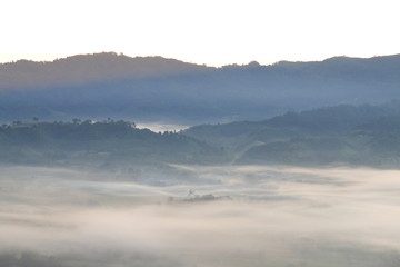 morning fog mountain in Thailand 
