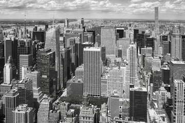 Black and white picture of the heart of Manhattan, New York City, USA. 