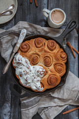 Fresh Homemade Cinnamon Buns Rolls with Cream Cheese Icing