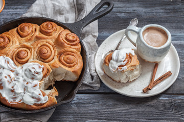 Fresh Homemade Cinnamon Buns Rolls with Cream Cheese Icing